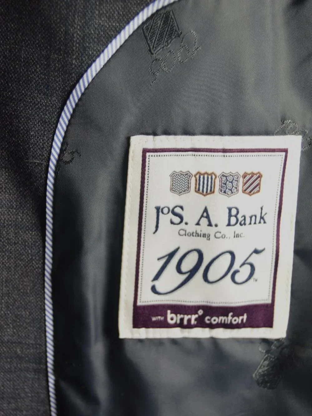 Jos A Bank 1905 Suit Mens 43 R Slim Fit Gray Plaid 2Pc Wool Blend 36 x 31